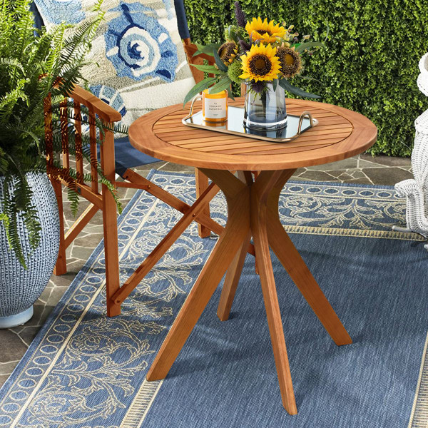 27-Inch Outdoor Round Solid Wood Coffee Side Bistro Table product image