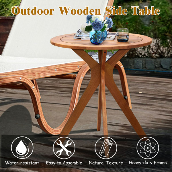 27-Inch Outdoor Round Solid Wood Coffee Side Bistro Table product image