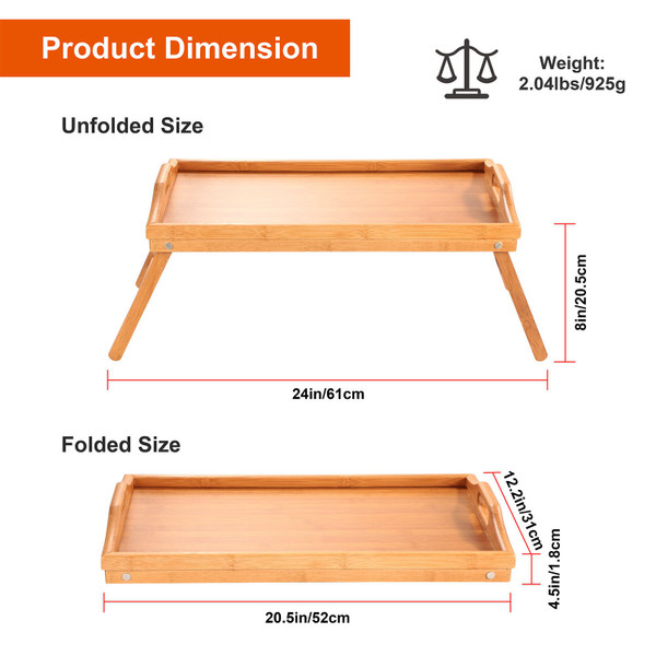 Bamboo Bed Tray Table with Folding Legs product image