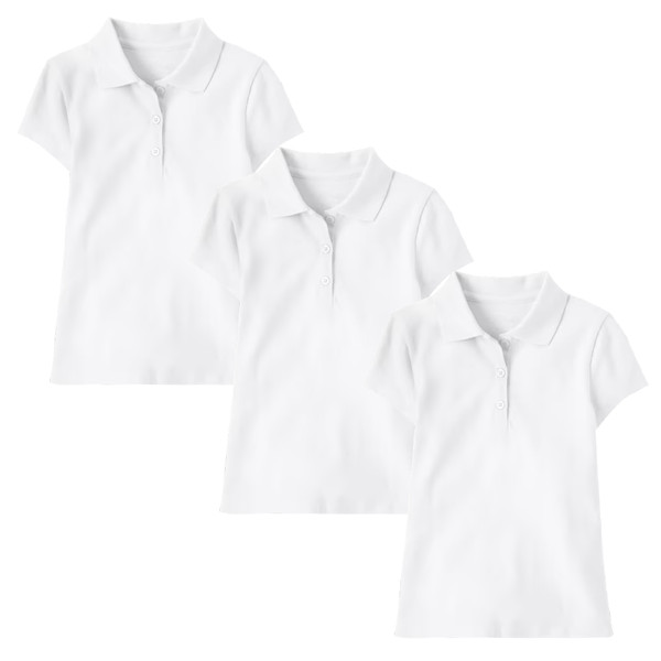 Girls' 3-Button Short Sleeve School Uniform Polo Shirt (3-Pack) product image