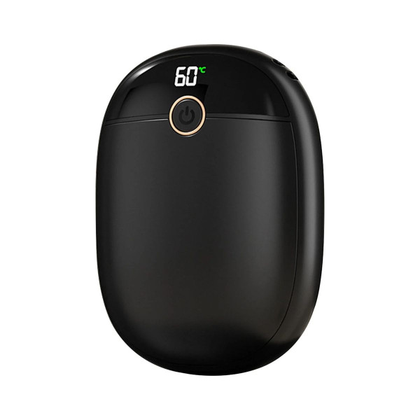 2 In 1 Portable Hand Warmer Rechargeable Pocket Heater with Digital Display for Camping Hunting Mans Woman Winter Gifts,Black product image