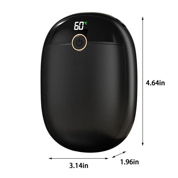 2 In 1 Portable Hand Warmer Rechargeable Pocket Heater with Digital Display for Camping Hunting Mans Woman Winter Gifts,Black product image