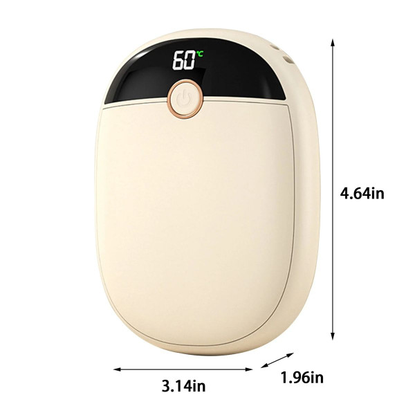 2 In 1 Portable Hand Warmer Rechargeable Pocket Heater with Digital Display for Camping Hunting Mans Woman Winter Gifts,Beige product image