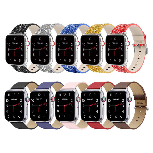 Waloo® Bling & Leather Grain Bands for Apple Watch (2-Pack) product image