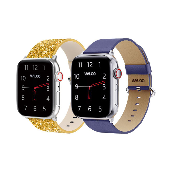 Waloo® Bling & Leather Grain Bands for Apple Watch (2-Pack) product image