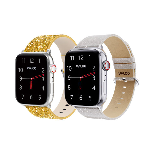 Waloo® Leather Bling & Shiny Brilliance Bands for Apple Watch (2-Pack) product image