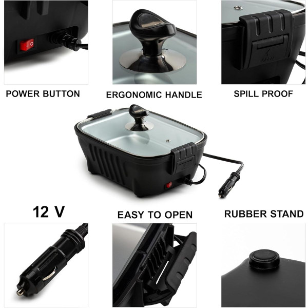 Zone Tech® 12V Portable Roaster With Glass Lid product image