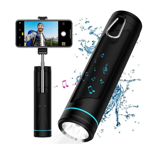 4-in-1 Bluetooth Speaker, Power Bank, Flashlight, and Selfie Stick product image