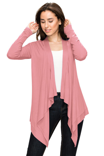 Women's Basic Draped Long Sleeve Open Front Knit Cardigan product image