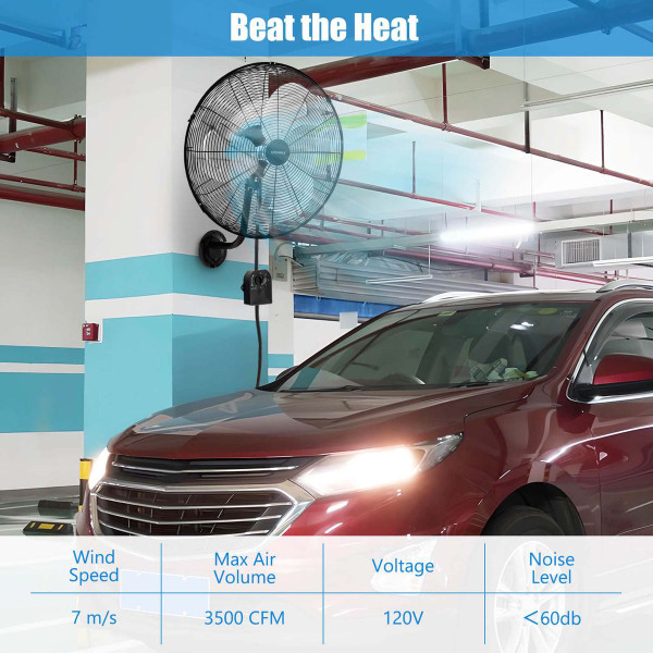 20-Inch Wall-Mounted Fan with 3 Fan Speeds & Adjustable Tilt Head product image