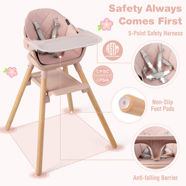 6-in-1 Convertible Wooden Highchair and Feeding Chair product image