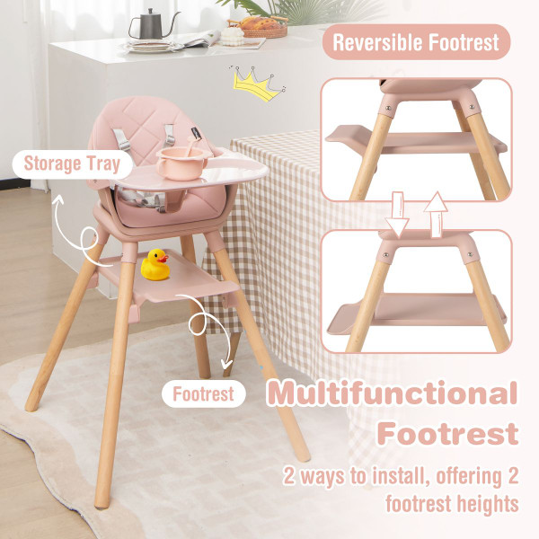 6-in-1 Convertible Wooden Highchair and Feeding Chair product image