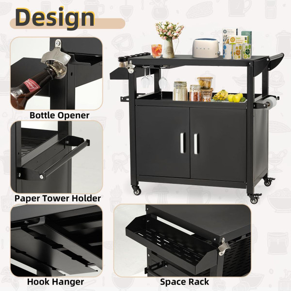 Outdoor Grill Cart with Storage Cabinet product image
