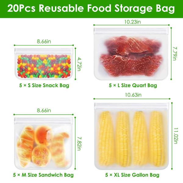 NewHome™ 20-Piece Reusable Food Storage Bags product image