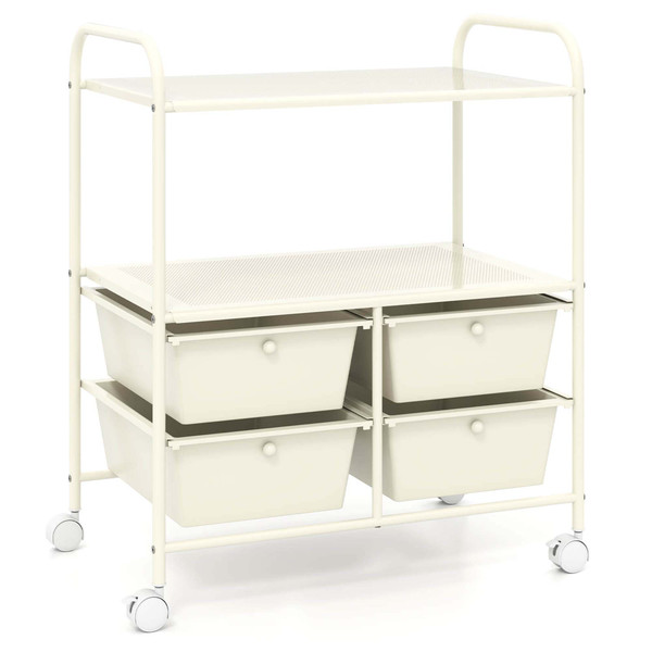 Rolling 4-Drawer 2-Shelf Metal Storage Cart product image