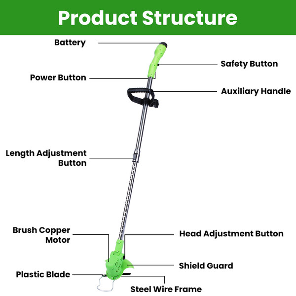 iGardenPro Rechargeable Grass Trimmer (12 or 21-Volt) product image