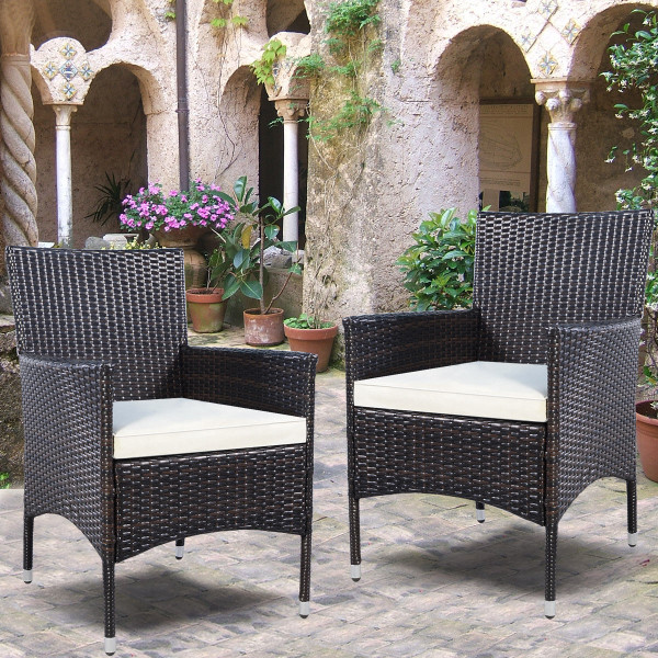 Costway Outdoor Patio Wicker Rattan Arm Chairs (Set of 2) product image