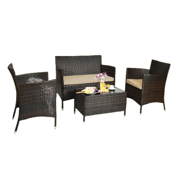Goplus 4-Piece Rattan Patio Furniture Set product image