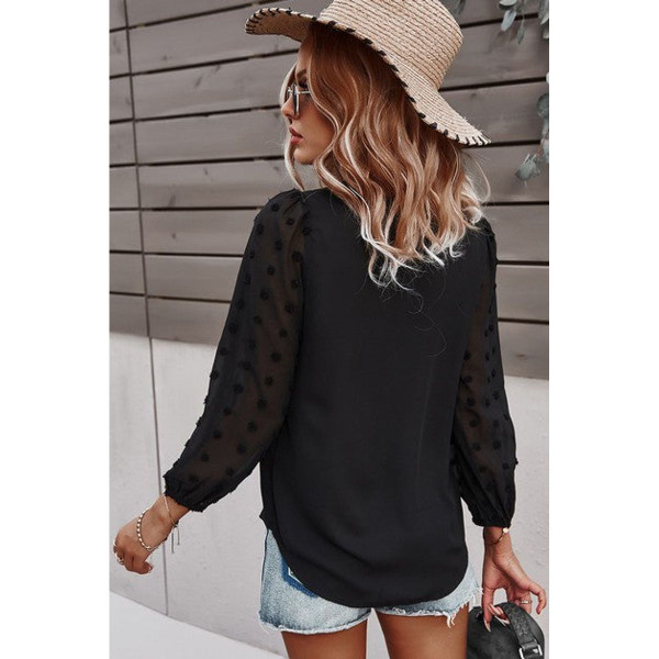 Women's Dotted Sleeves V-Neck Blouse product image