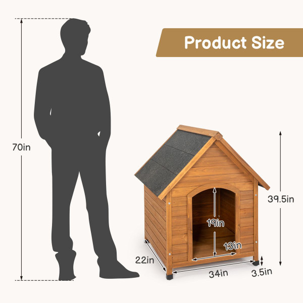 39-Inch Waterproof Fir Dog House with Elevated Floor product image