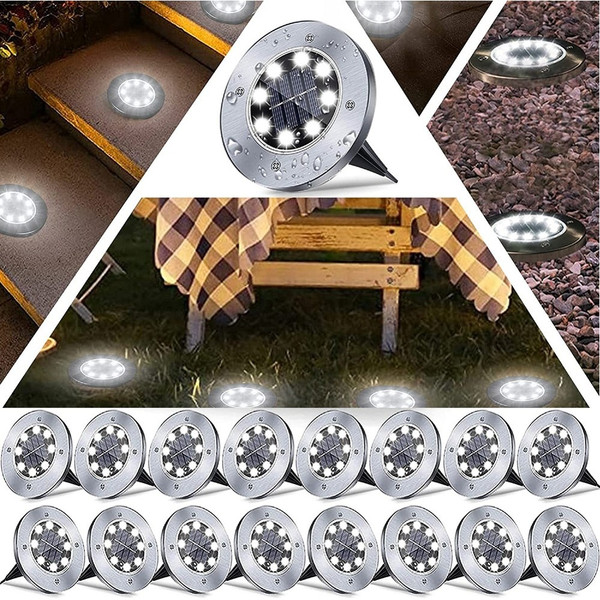 Outdoor Waterproof Solar 8-LED Pathway Light (16-Pack) product image