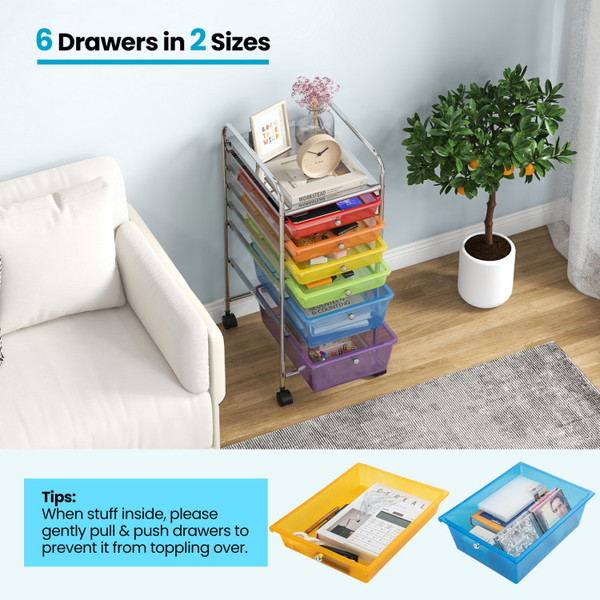 Multifunctional 6-Drawer Rolling Storage Cart Organizer product image