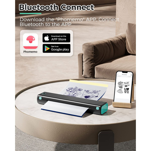 Phomemo M08F Wireless Tattoo Transfer Stencil Printer,Tattoo Transfer Thermal Copier Machine with 10pcs Free Transfer Paper,Tattoo Printer Kit for Tattoo Artists,Compatible with Smartphone & Pc product image