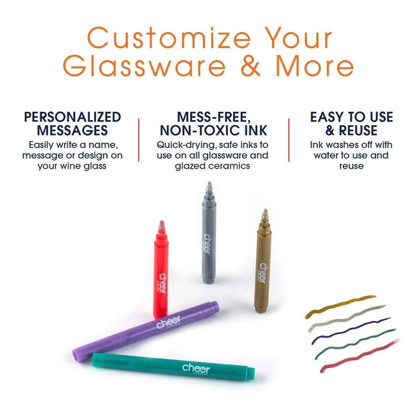 Cheer Collection Metallic Colors Wine Glass Markers product image