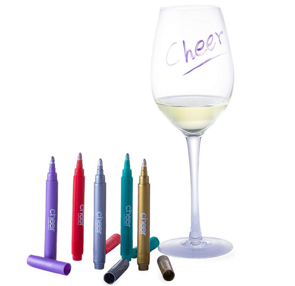 Cheer Collection Metallic Colors Wine Glass Markers product image