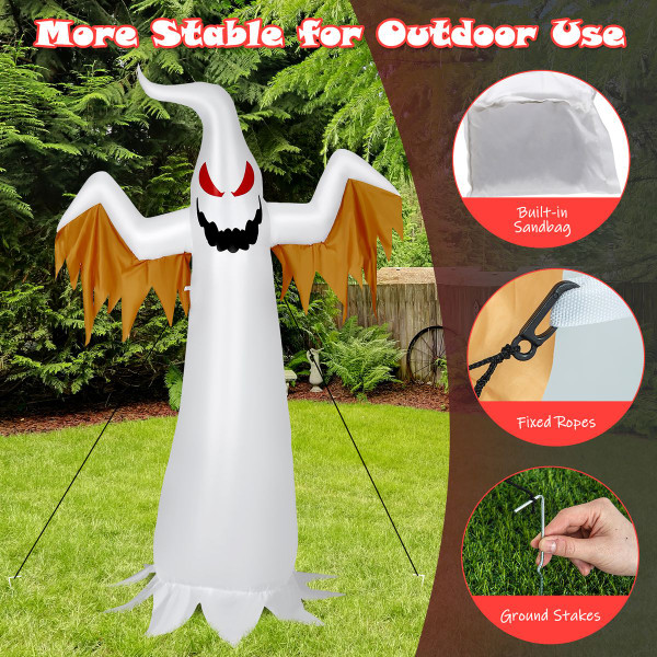 6-Foot Halloween Inflatable Ghost with Quick Blow-up & LED Lights product image