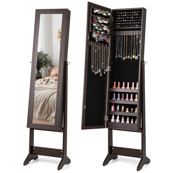 Mirrored Standing Jewelry Cabinet Storage Box product image
