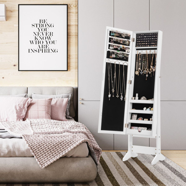 Mirrored Standing Jewelry Cabinet Storage Box product image