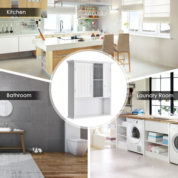 Wall-Mounted Bathroom Cabinet Storage Organizer with Doors & Shelves product image