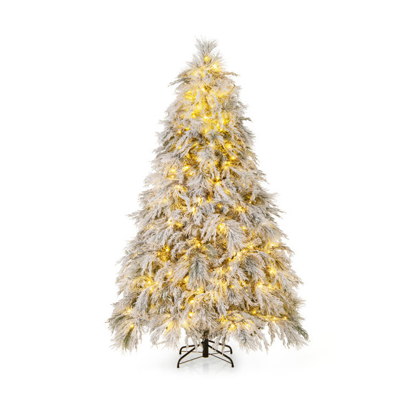 4.5/6/7-Foot Pre-Lit Snow Flocked Christmas Tree with Warm White LED Lights product image