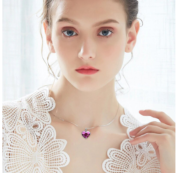 Pink Swarovski Heart Necklace in 14K Gold Plating  product image