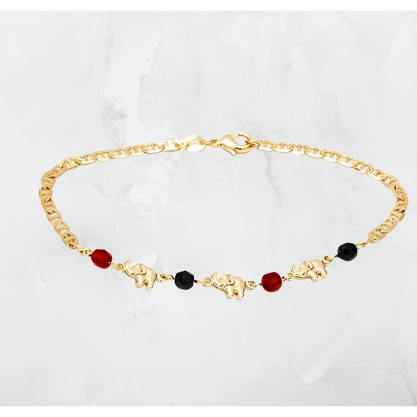 10-Inch 18K Gold Plated Mariner Jet Elephant Anklet product image