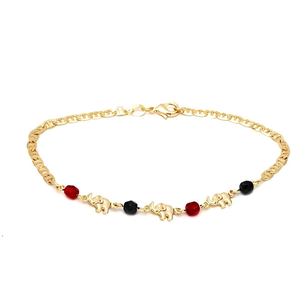 10-Inch 18K Gold Plated Mariner Jet Elephant Anklet product image