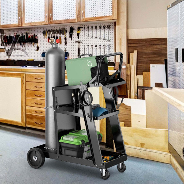 3-Tier Welding Cart with Tilt-Table, 4 Wheels, & Tank Storage product image