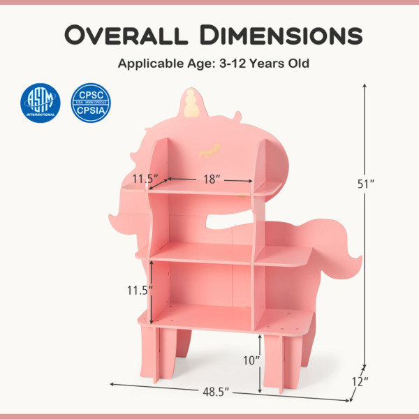 Child's 3-Shelf Unicorn Bookcase and Toy Storage  product image