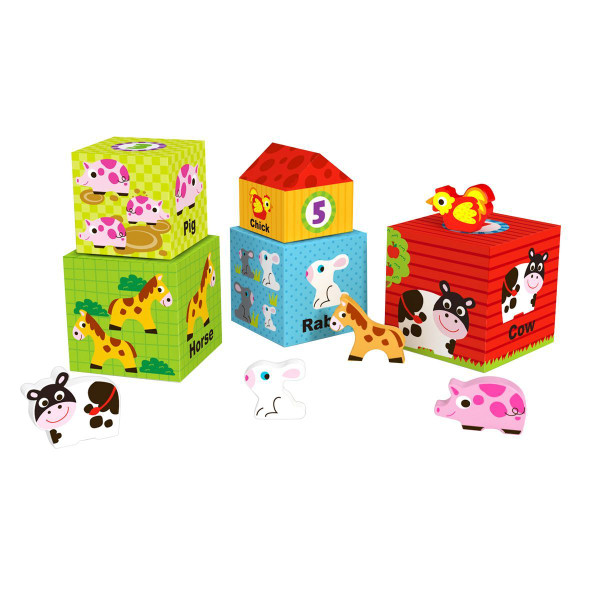 Colorful Nesting Box Farm with 5 Boxes & 4 Animal Figures Creativity Toy product image