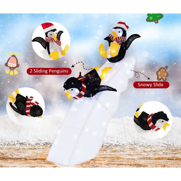 4-Foot Christmas Penguin Ice Skating Décor with Snowy Slide product image 4-Foot Christmas Penguin Ice Skating Décor with Snowy Slide product image