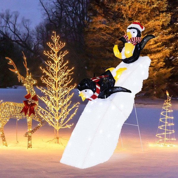 4-Foot Christmas Penguin Ice Skating Décor with Snowy Slide product image 4-Foot Christmas Penguin Ice Skating Décor with Snowy Slide product image