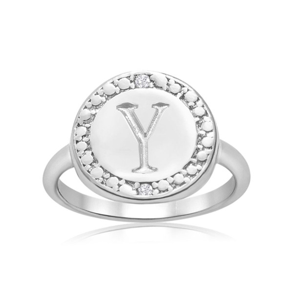 Initial Diamond Pinkie Ring in Sterling Silver product image