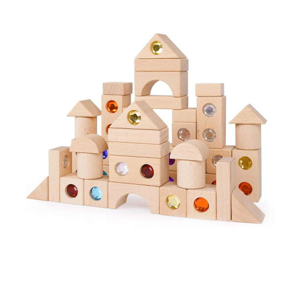 Wooden Gem Building Blocks Set (50-Piece) product image