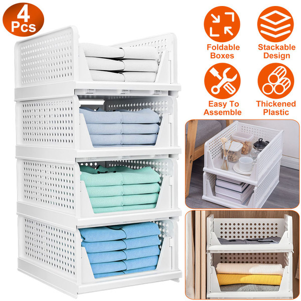 Plastic Stacking Collapsible Storage Box (4-Pack) product image