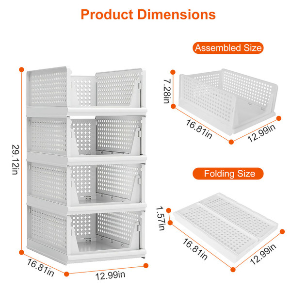 Plastic Stacking Collapsible Storage Box (4-Pack) product image