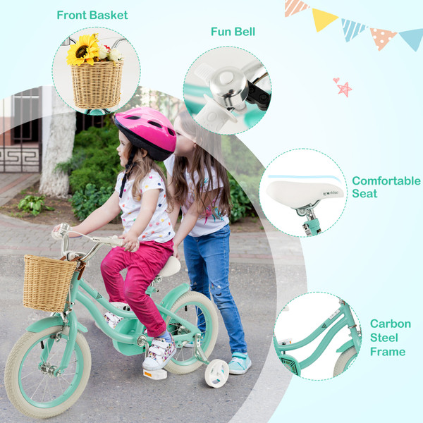 Adjustable Child's Bike with Training Wheels and Basket  product image