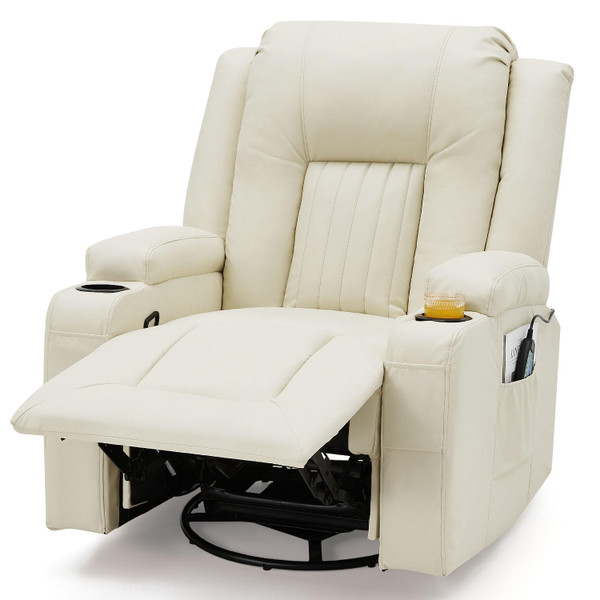 Swivel and Rocking Leather Manual Recliner Massage Chair with Heat Pick Your Plum