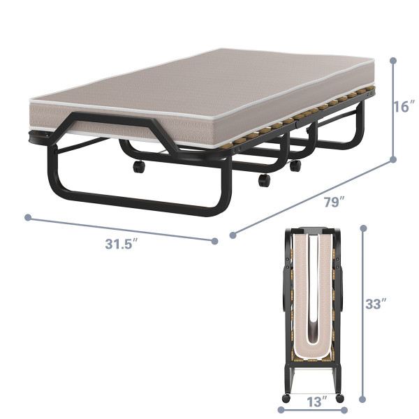 Rollaway Folding Bed with Memory Foam Mattress Pick Your Plum