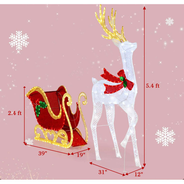 Lighted Reindeer & Sleigh Set  product image Lighted Reindeer & Sleigh Set  product image